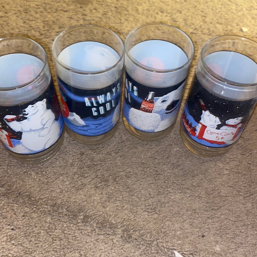 Vintage 1995 coke bears glasses set of 4